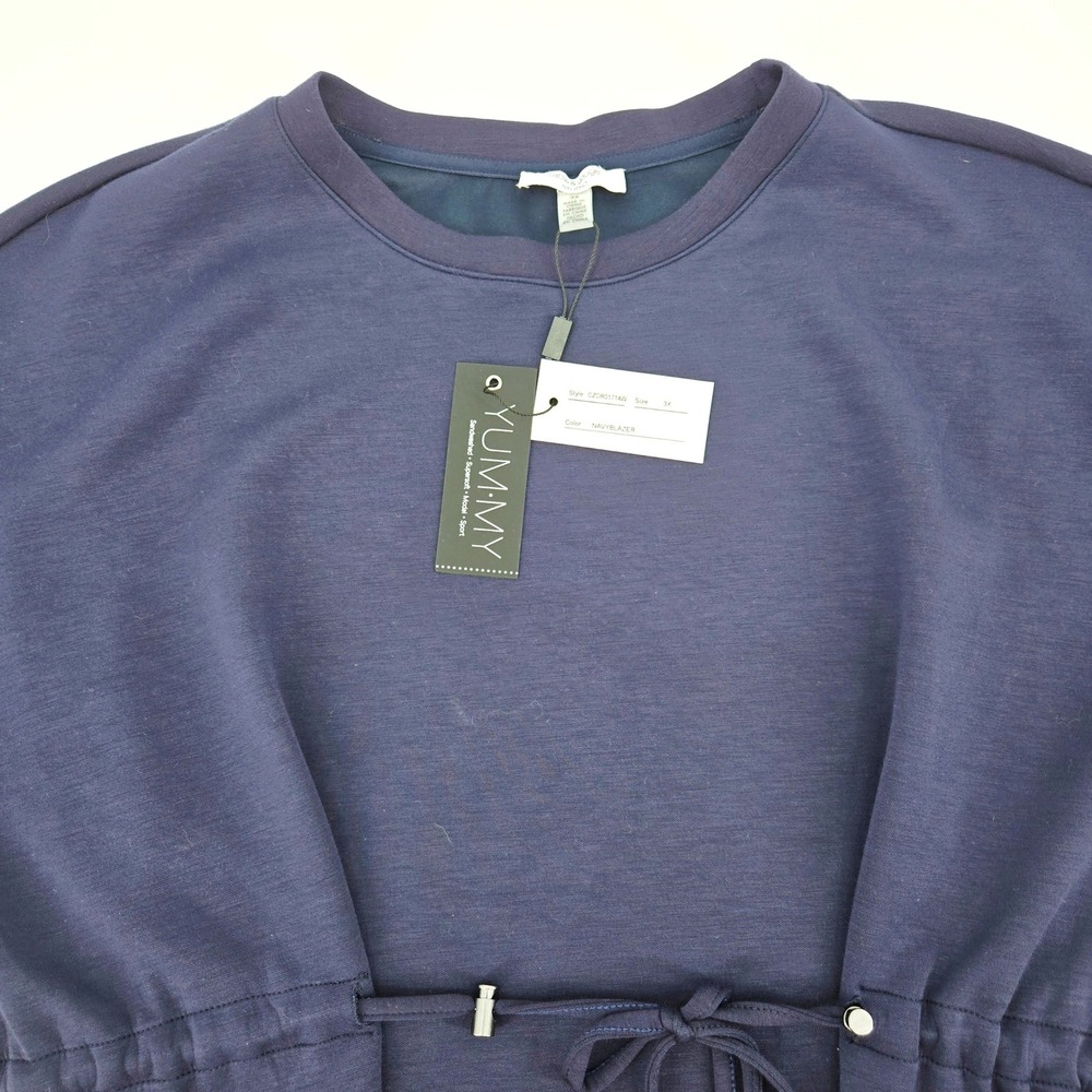 Cable & Gauge NWT Navy Blue T-Shirt Dress‎ Drawstring Waist Plus Size 3X - Picture 4 of 10